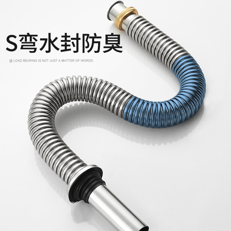 洗菜盆下水管配件厨房水槽不锈钢排水管洗碗池单槽下水器管道套装|单槽不锈钢下水管80cm