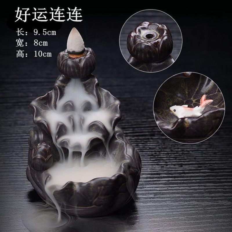 倒流香炉创意檀香炉香道摆件家用室内沉香香薰炉驱蚊去异味 齐聚一堂+60颗倒流香 混装