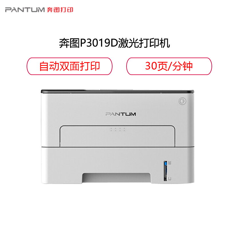 奔图(PANTUM) P3019D黑白激光打印机 自动双面打印 商务办公家用 经济环保