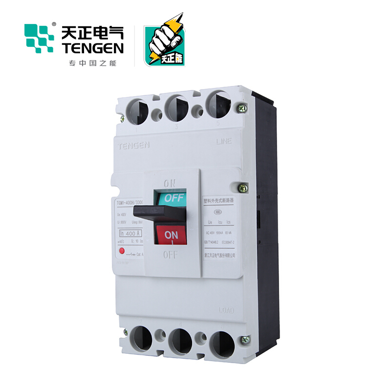 天正电气 TGM1-400 100KA热磁式400A 3P 手动 固定式 400VAC 01040072181塑壳断路器
