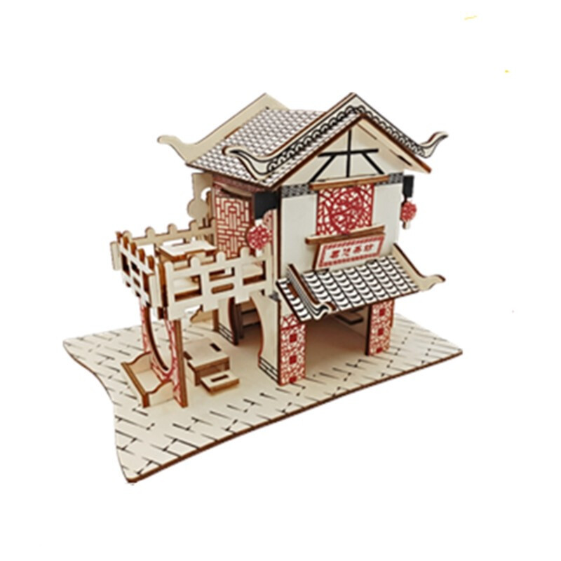 中国古建筑模型木质立体3d拼图木头手工拼装积木制作玩具天坛激光版