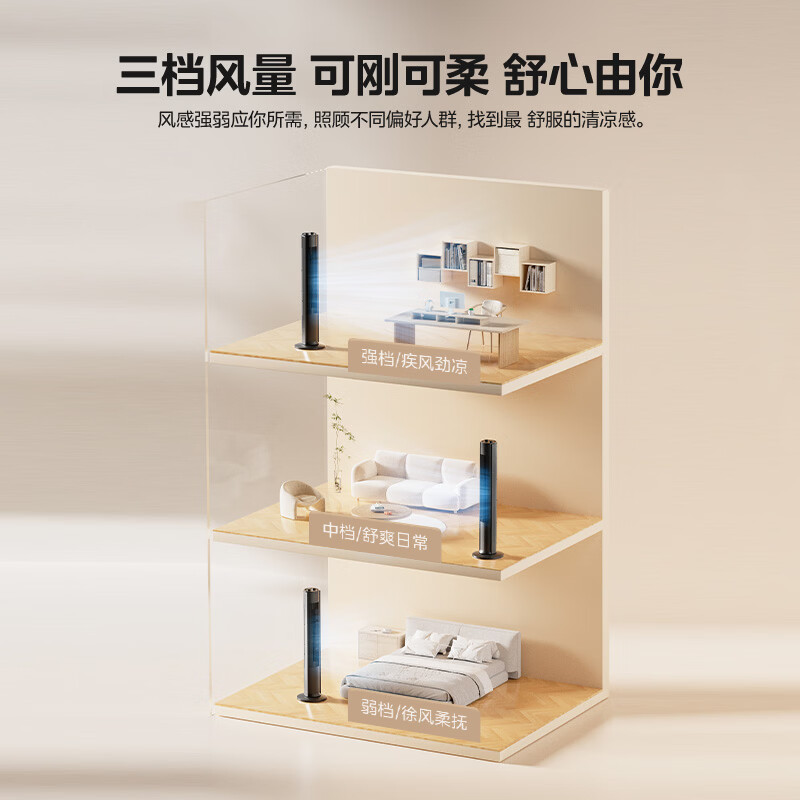 美的(Midea)卧室无叶塔扇办公室电风扇家用床头立式落地扇大风力广角送风轻音不夹手FZA10TSL高清大图