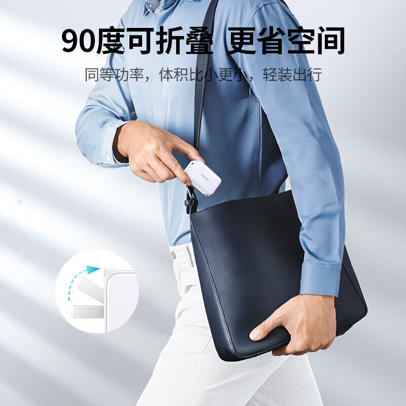 绿联65W氮化镓充电器多口快充插头可折叠 三口单头2C1A 白色CD244(90609)高清大图