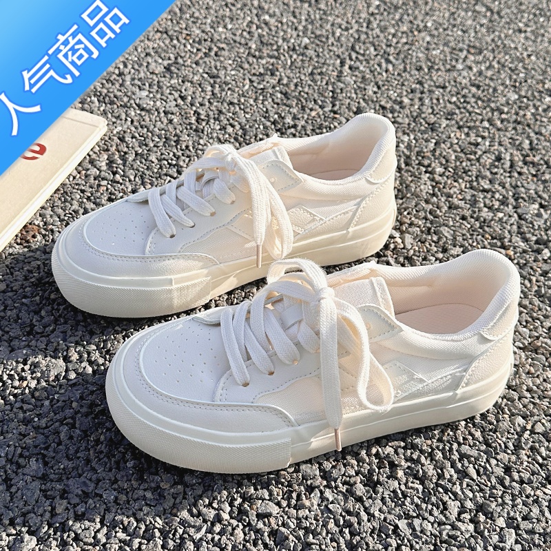 SUNTEK2023新款夏季小白鞋女网面休闲厚底帆布鞋原创百搭学生板厚高清大图