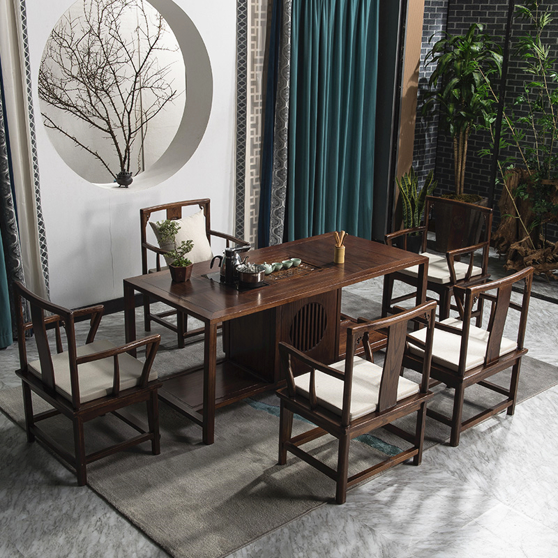 寻木匠新中式泡茶桌椅组合实木茶台现代简约茶几功夫喝茶道艺桌禅意