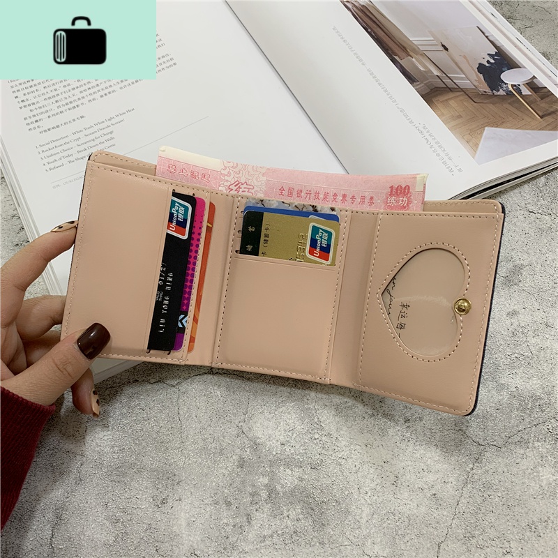 迷你钱包女短款韩版可爱学生折叠小钱夹时尚多功能搭扣卡包零钱包NEWLAKE高清大图