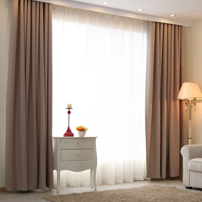 窗帘布纯色棉麻窗帘全遮光客厅卧室落地窗帘亚麻成品窗帘纱帘