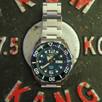 精工(SEIKO) SEIKO 5原装进口自动机械表男 商务防水户外夜光双历功能计时男表蓝盘钢带 SRPB37J1