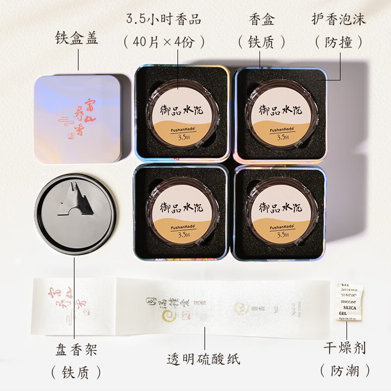 富山香堂正宗天然水沉香盘香老山檀香熏香纯家用卧室内持久留香艾草驱蚊香 3.5小时160片高清大图