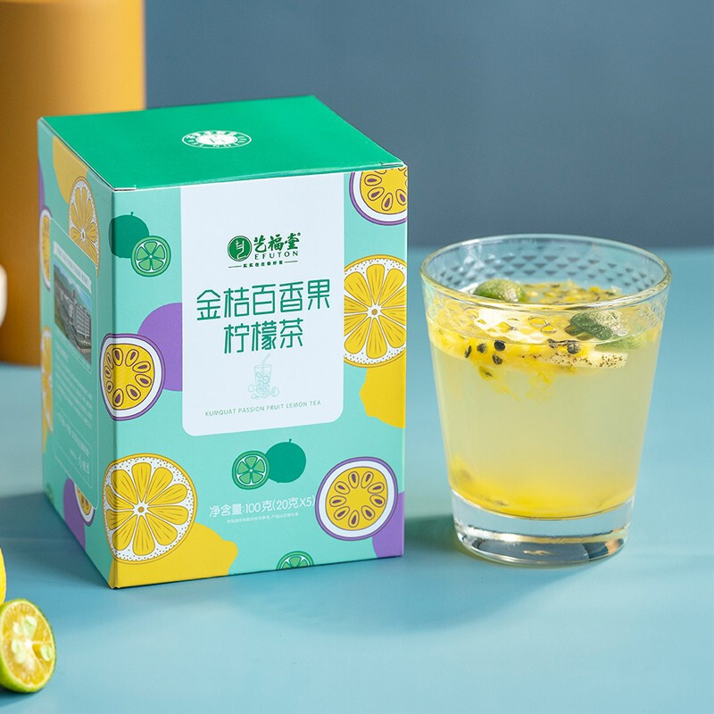 艺福堂花茶冷泡茶包泡水金桔百香果柠檬蜂蜜冻干柠檬片纯水果袋装