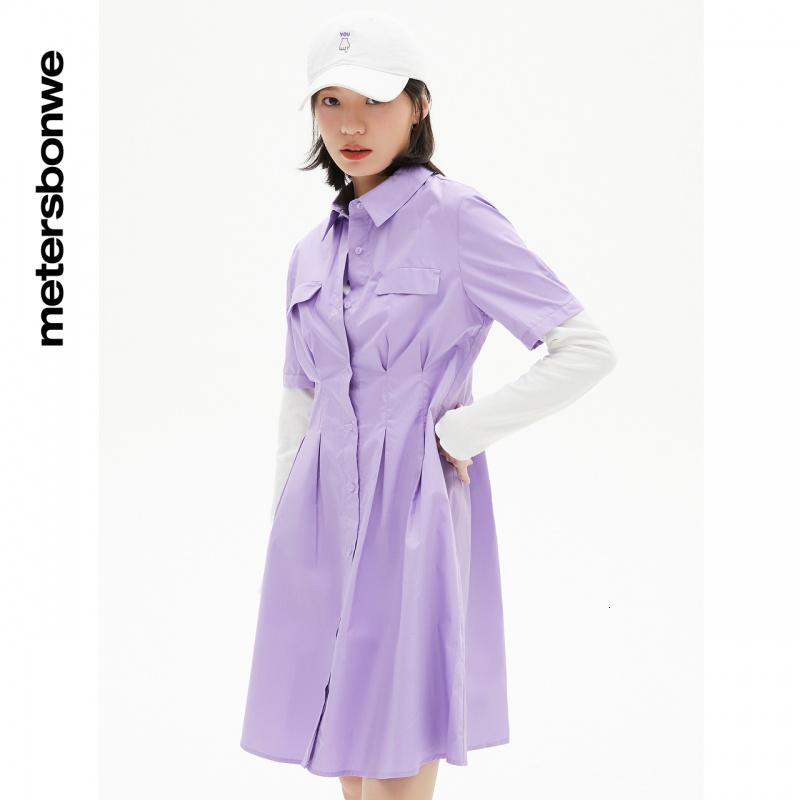 [1件5折价:109.5]美特斯邦威纯色收腰连衣裙女春季新款舒适百搭裙子女