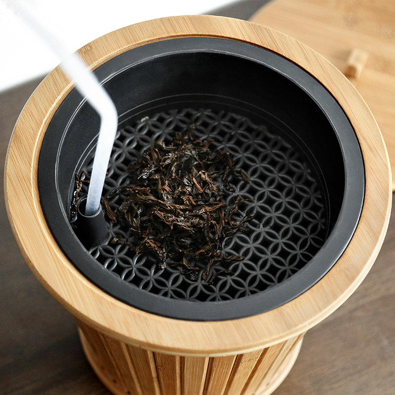 常生源 茶具 茶渣桶废水桶竹木实木内胆过滤茶渣桶水桶有容乃大茶桶