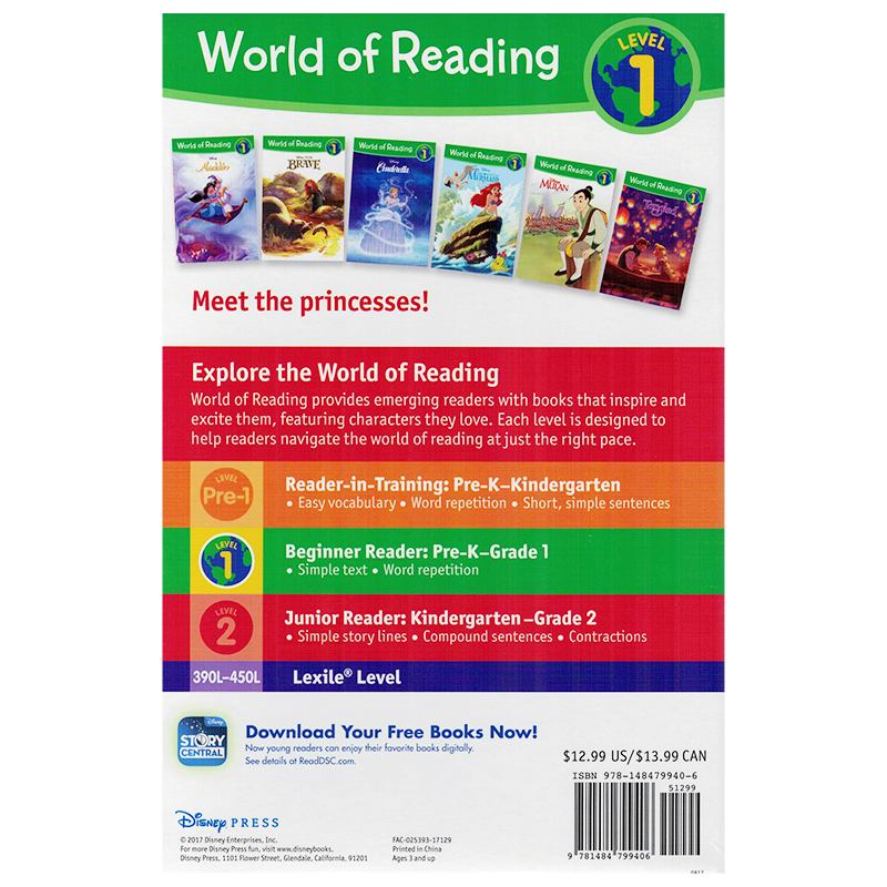 [正版]英文原版分级阅读 World of Reading Level 1 Disney Princess 迪士尼公主