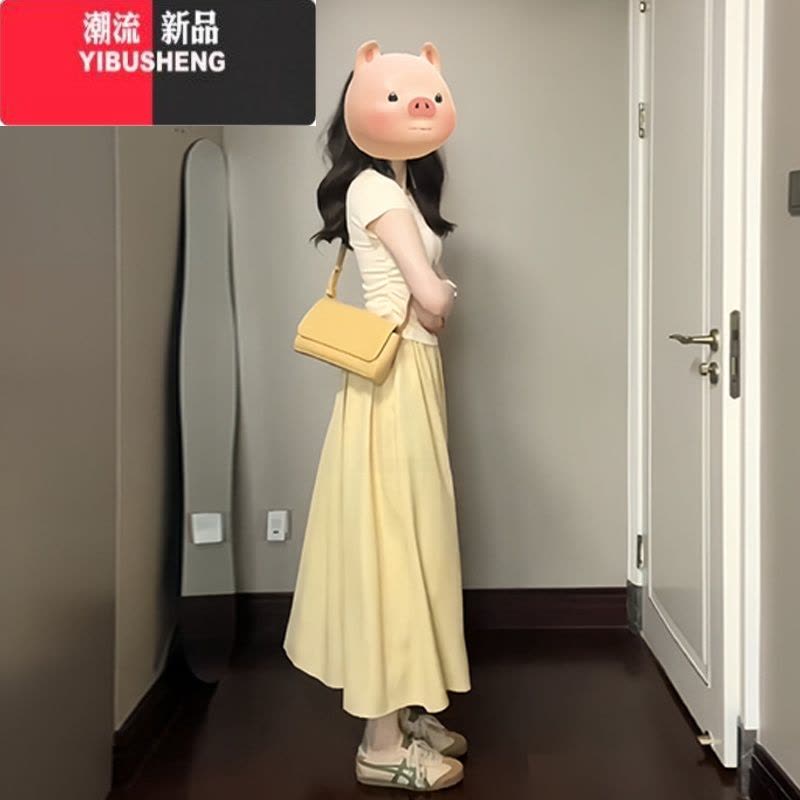 YIBUSHENG天多巴胺穿搭一整套黄色初恋清纯奶甜连衣裙子季女装2024新款图片