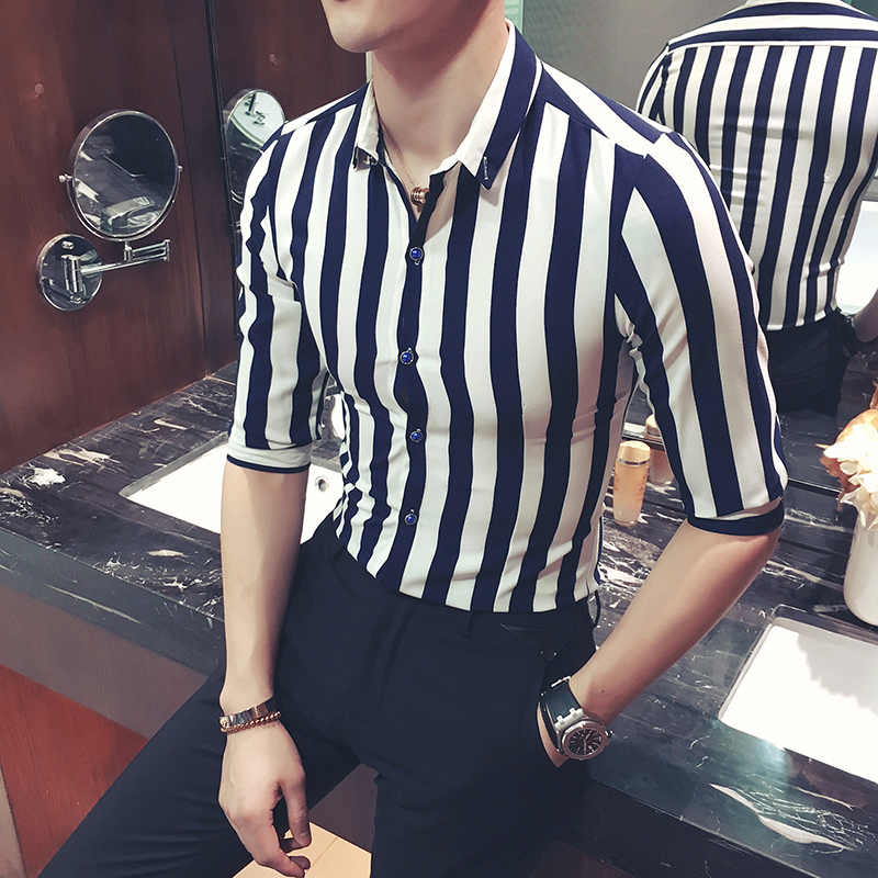 美师理店型师酒吧KTV服务员工作服夏款男女生七分袖衬衫衣