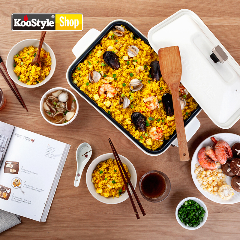 烤食代(KooStyle)多功能料理锅 电火锅烧烤炉 家用电烤锅火锅烧烤一体锅 复古红