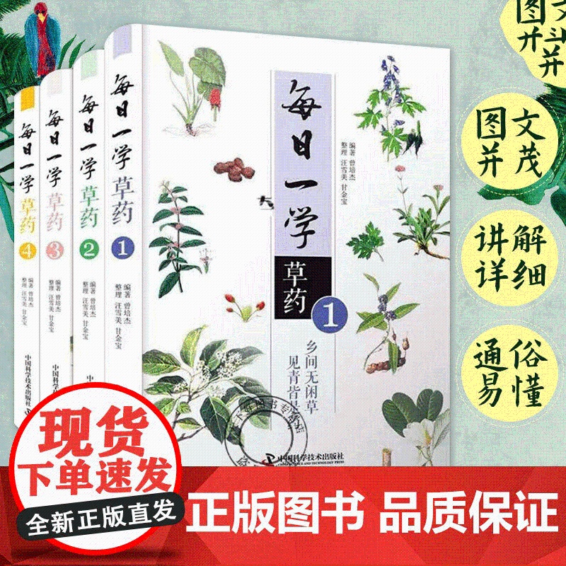 全4册 每日一学草药正版曾培杰编著中草药方大全中草药自学入门书籍读物中医药学本草纲目药材中医基础理论大全中国科学技术出版高清大图