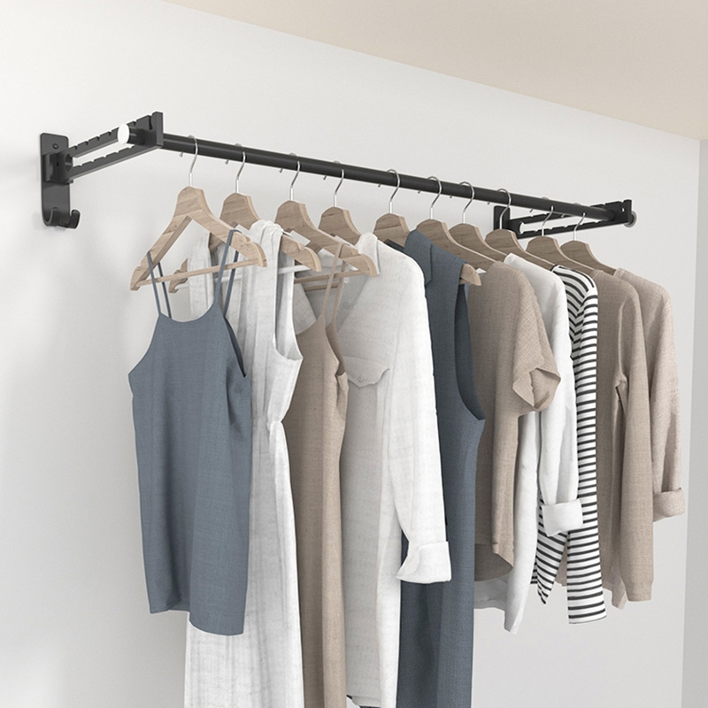 古达阳台伸缩折叠挂墙晒杆晾衣架壁挂侧装墙壁式挂衣服墙上免打孔