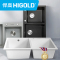 HIGOLD/悍高石英石双槽水槽套装 厨房家用洗菜盆洗碗池水池手工水槽