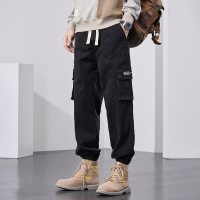 纯棉工装裤男秋冬季胖子加大码男装宽松束脚休闲裤子男