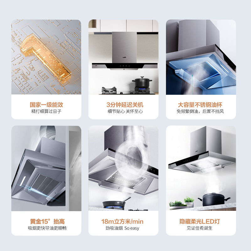 华帝(vatti)20立方大吸力欧式油烟机E667B+天然气灶B8203B