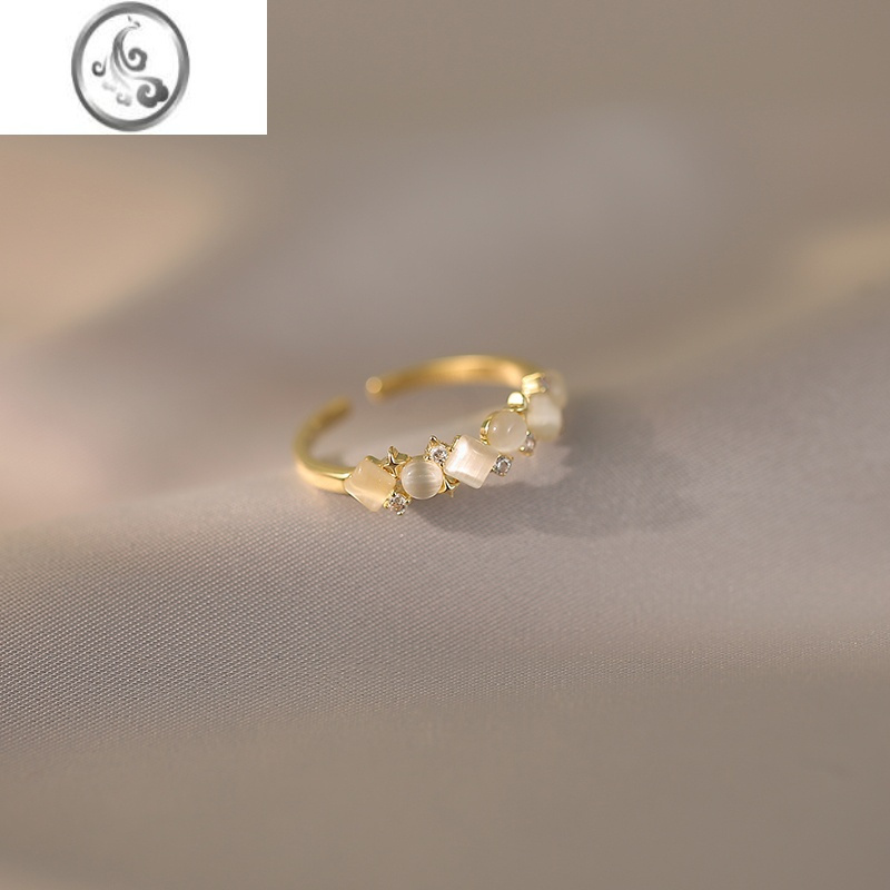 jimi几何猫眼石戒指2023年新款潮女设计小众开口食指戒高级感轻奢指环