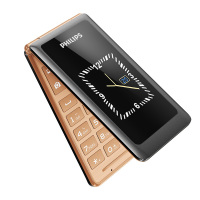 飞利浦 PHILIPS E259S 古铜金 双屏翻盖2.8英寸大屏大字长待机 移动联通2G 双卡双待老人手机学生备用功能机