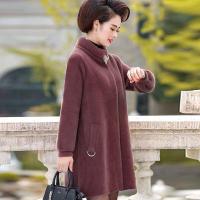 迪鲁奥（DILUAO)40岁50岁妈妈穿呢子大衣妈妈装仿水外套女中长款2021秋冬新款宽松_145 3XL【建议140-155斤】 豆沙色【图片色】