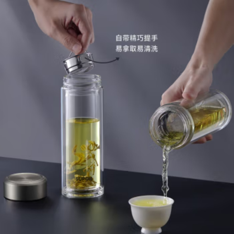 苏泊尔(SUPOR) 双层耐热玻璃杯C-流光银 380ml 苏泊尔 KCG38AZ10(DX)高清大图
