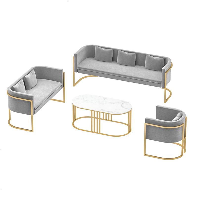 北欧布艺小沙发简约现代网红款轻奢服装店洽谈接待区桌椅组合 其他_1单+1双+1三+茶几