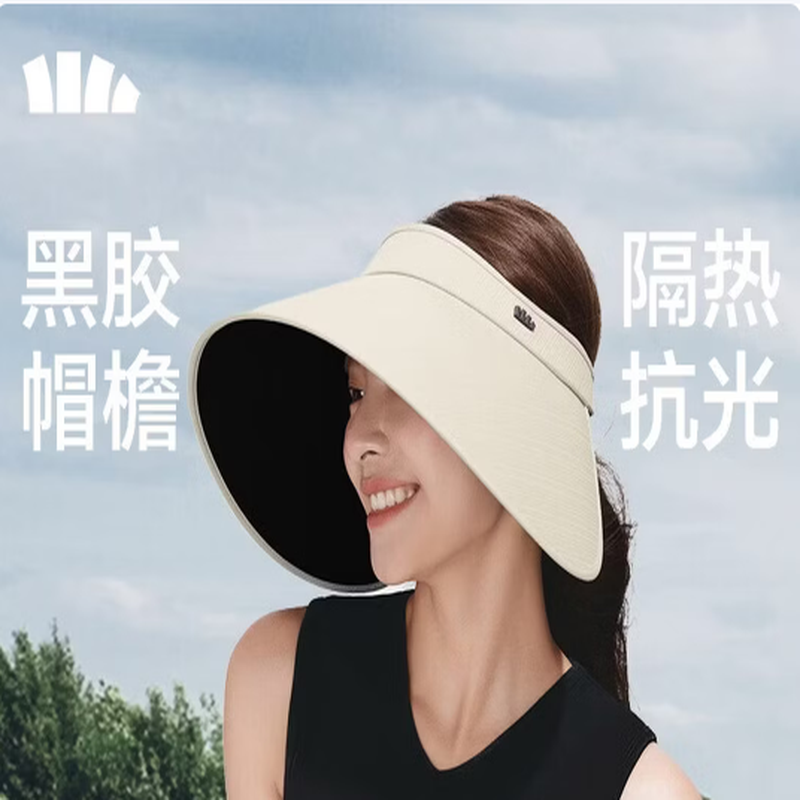 蕉下女士大檐黑胶空顶防晒帽BM563高清大图