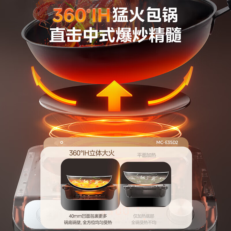 美的(Midea)电磁炉凹面猛火爆炒 360°立体IH加热电磁灶电陶炉家用3500W大功率 MC-E35D2高清大图