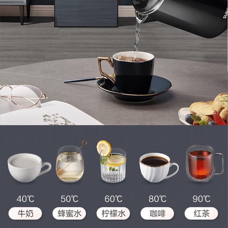 苏泊尔(SUPOR)茶吧机大屏显温智能遥控五段调温双壶出水童锁保护大容量储物柜CBJ08高清大图