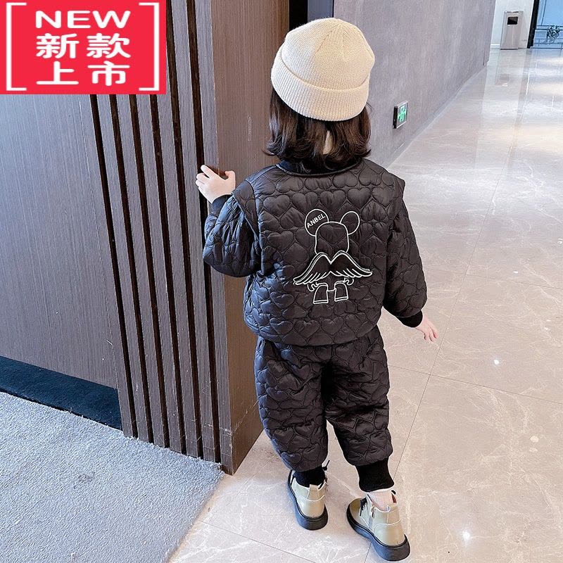 可莉允宝宝棉衣套装女加厚2022新款冬季洋气儿童棉服棉裤两件套女童冬装图片
