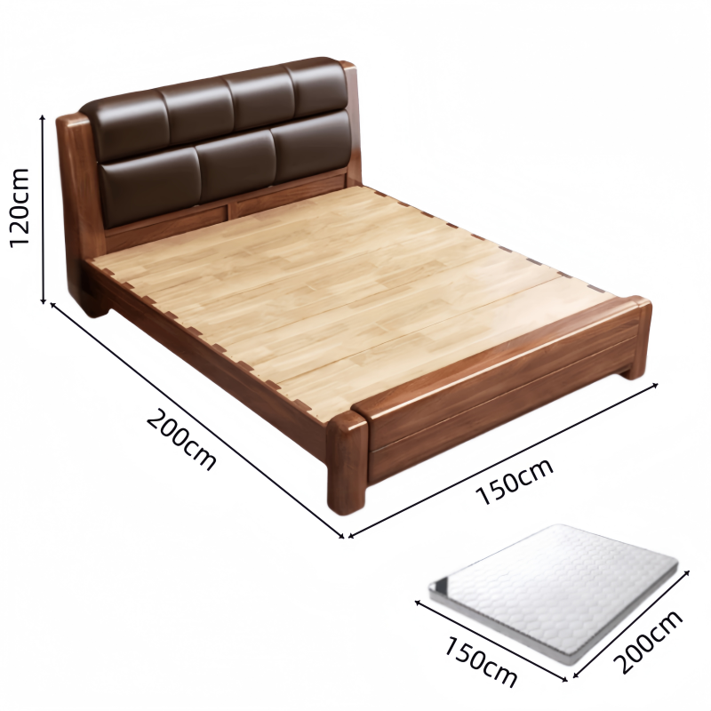 鑫木樽实木床1.5米+床垫套高清大图