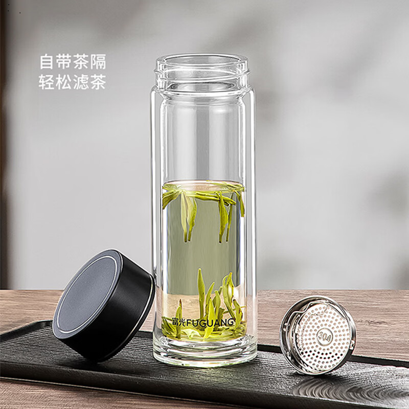 富光(FGA) FGB2601‑SX 双层玻璃杯 黑色 330ml高清大图