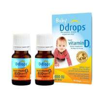 美国进口Ddrops 0-1岁婴儿维生素美版D3滴剂2.5ml/瓶装400IU 90滴补钙VD 蓝色款[效期24年2月]