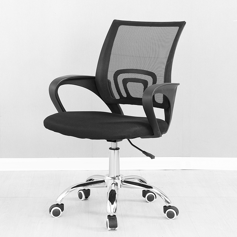 电脑椅会议职员办公椅 升降旋转家用凳子 人体工学椅学生宿舍椅子 黑色。高清大图