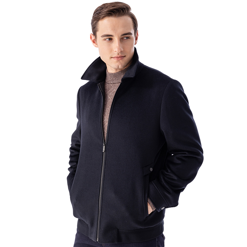 鳄鱼恤crocodile秋冬新品外套男士商务休闲翻领纯色羊毛夹克顺丰发货