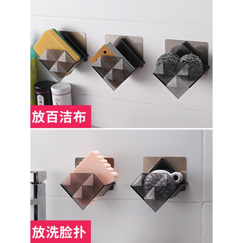厨房水海绵置物架百洁布收纳架免打孔壁挂式放洗碗布可沥水挂架收纳层架 三维工匠高清大图
