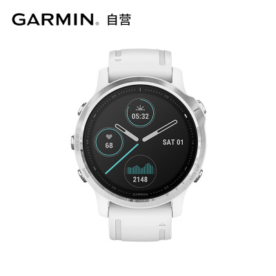佳明(GARMIN)Fenix6S不锈钢银色表圈白色硅胶表带GPS户外智能手表血氧跑步越野GPS导航腕表普通版