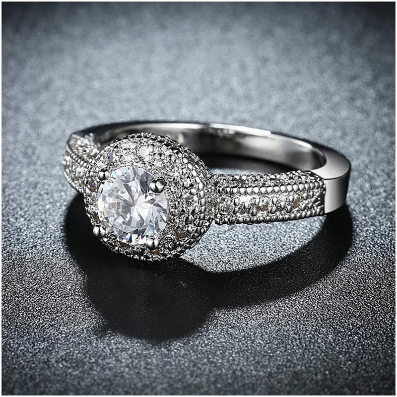 R813-CCouple Love Gold Rings铂金订婚戒指男女钻石情侣简约日韩送女朋友七夕情人节礼物