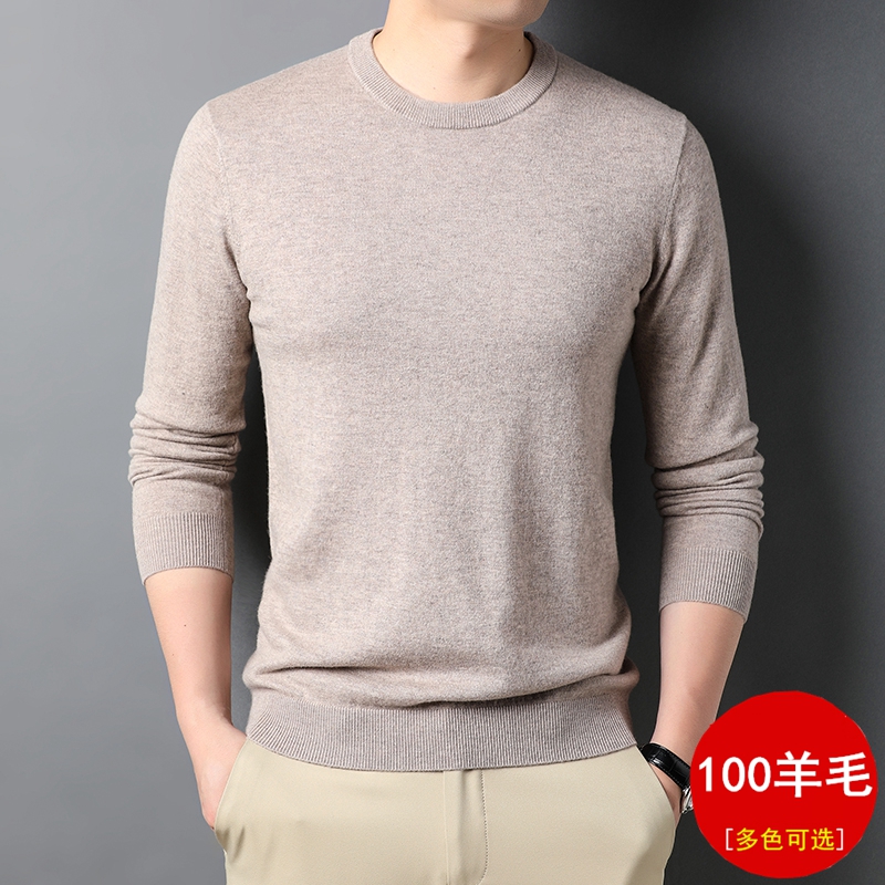 花花公子多色选100纯羊毛衫男士毛衣针织衫中青年男装大码休闲贴身保暖打底衫衣服2021高清大图