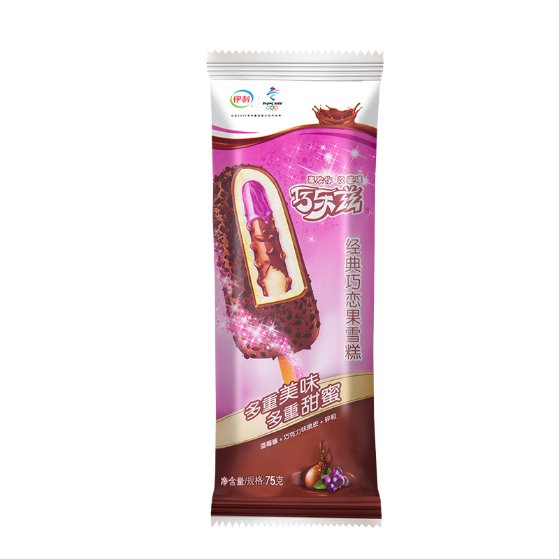 伊利 巧乐兹巧恋果蓝莓酱巧克力脆皮口味雪糕冰淇淋 75g*6支/盒