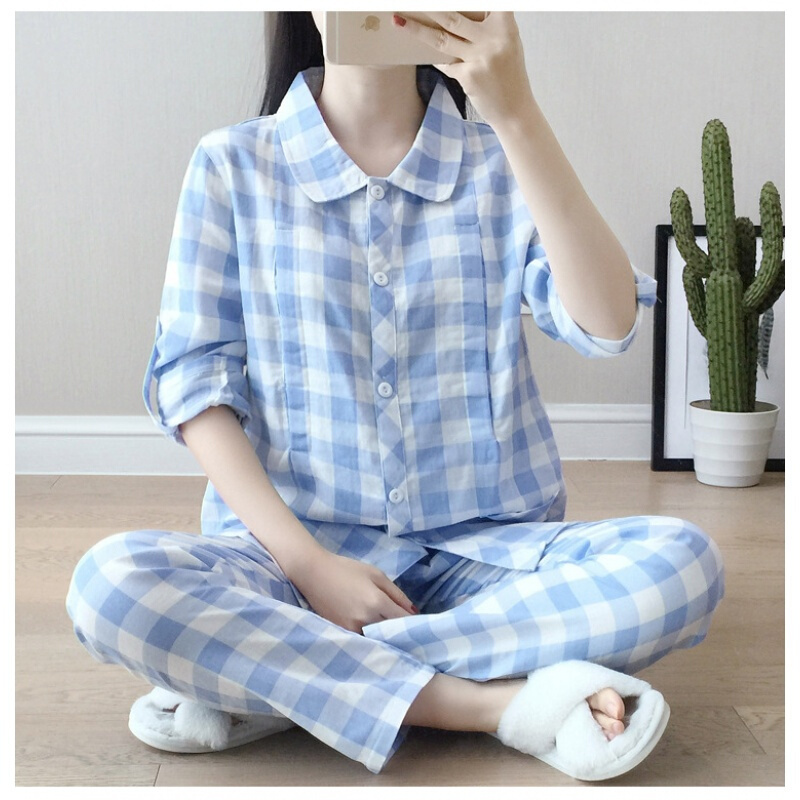 薄款纱双层纱布月子服韩版春秋产妇孕妇哺乳睡衣长袖喂奶夏季