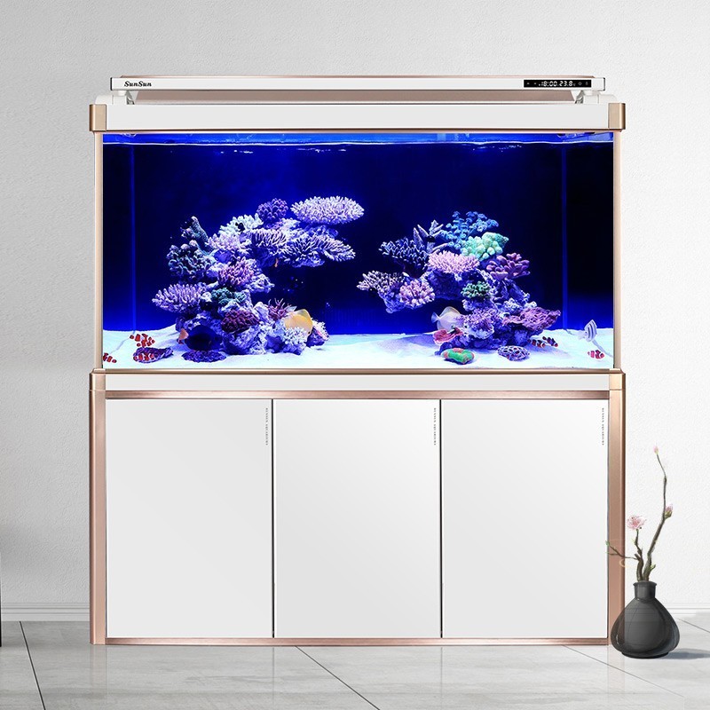 鱼缸水族箱超白玻璃客厅办公室大型底过滤生态金鱼龙鱼缸高清大图