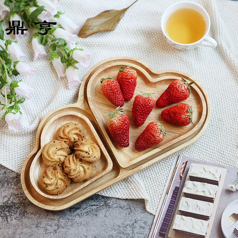 鼎亨那些时光日式木盘面包盘木质点心盘复古原木餐盘创意心形小