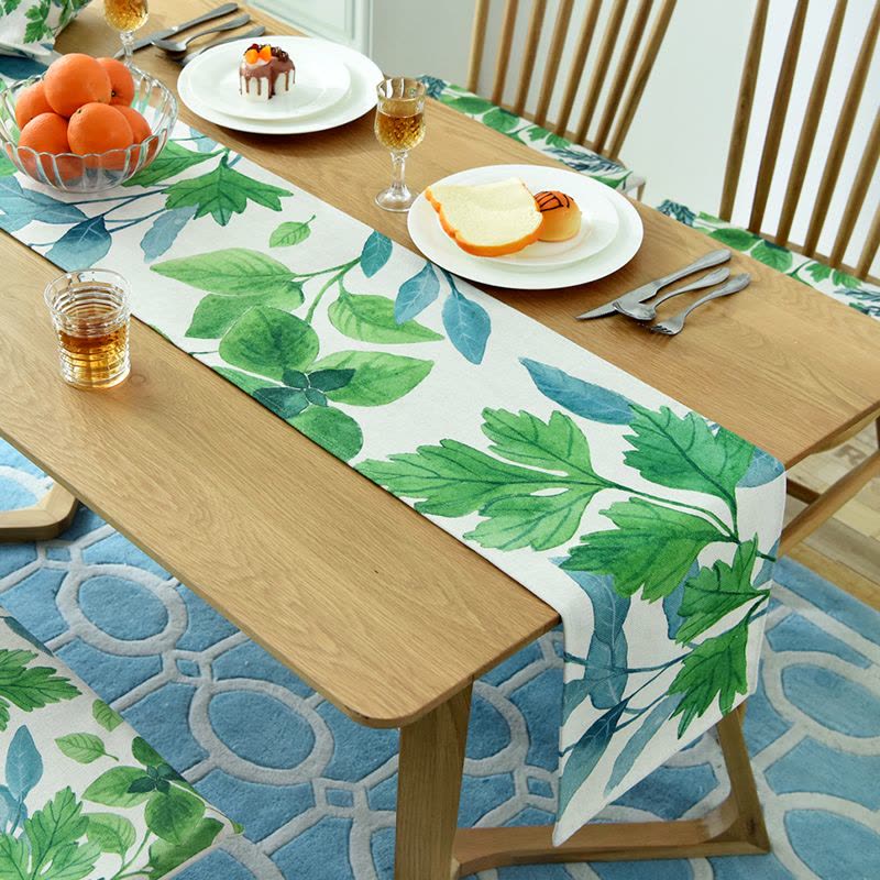 家柏饰(CORATED)现代简约风桌旗北欧棉麻小清新床尾巾电视柜鞋柜布茶几布艺 初夏 30*140cm图片