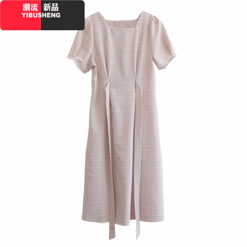 夏季2021年新款大码女装胖mm茶歇桔梗法式方领连衣裙子设计感小众 2065粉红色【裙子法式复古小众/设计感/冷淡风女装高级感】 L【连衣裙别致设计感小众/小香风】