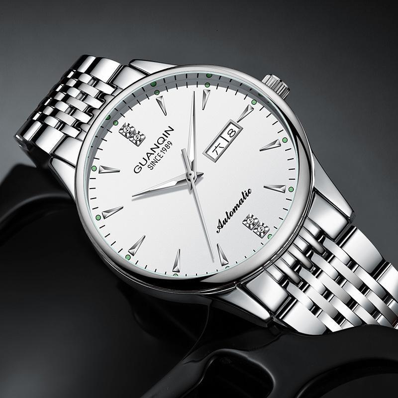 冠琴(guanqin)品牌手表男士钻度全自动机械表新款简约防水夜光精钢带